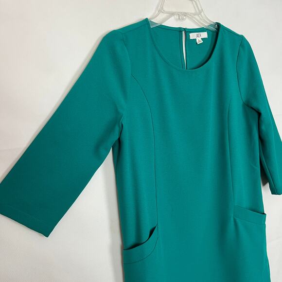 JACK 3/4 Sleeve Shift Green Dress - Picture 5 of 11